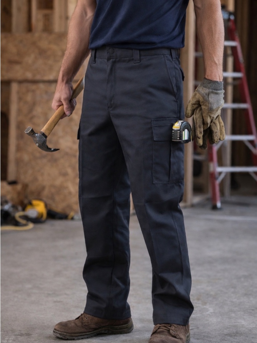 Dickies Men's Black Cargo Work Pants with Utility Pockets